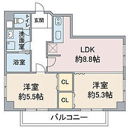 ウィステリア社台LuxuryHouse 2LDKの間取図画像
