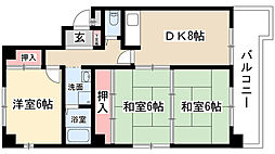 山田ビル 3DKの間取図画像