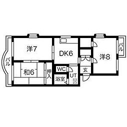 テラス台町 3DKの間取図画像