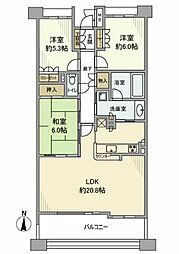 プラウド名東藤森 3LDKの間取図画像