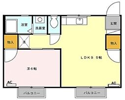 カームヤハギ 1LDKの間取図画像