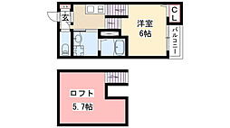 ハーモニーテラス北原町 1Kの間取図画像