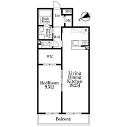名古屋市千種区千種2丁目マンション 1LDKの間取図画像