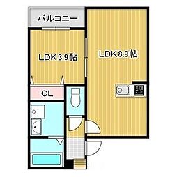 シャルム2 1LDKの間取図画像