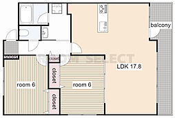 CHAYAGASAKARISE 2LDKの間取図画像