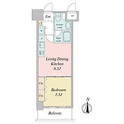 プラウランド堀田 1LDKの間取図画像