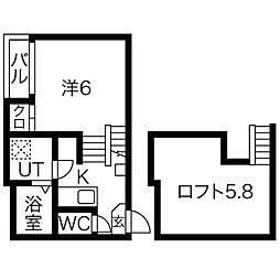 ハーモニーテラス露橋2 1Kの間取図画像