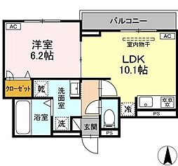 ルヴィータ剣町 1LDKの間取図画像