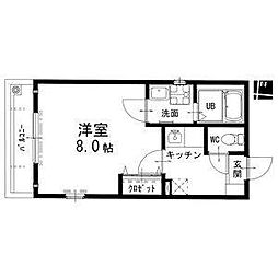 モンセジュール本山南 1Kの間取図画像