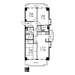 イトーピア正木公園マンション 3LDKの間取図画像