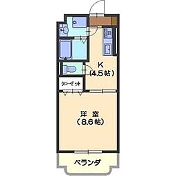 ソレアード 1Kの間取図画像