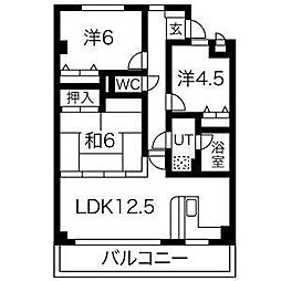 グランドヒルズ供米田1番館 3LDKの間取図画像