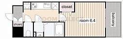 プレサンス伏見アーバンベース 1Kの間取図画像