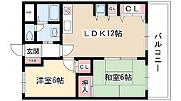 マンション重徳 2LDKの間取図画像