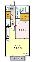 メゾン・ヴェルトワ 1LDKの間取図画像