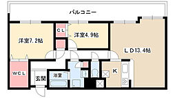 サムティレジデンス東山公園 2LDKの間取図画像