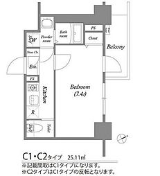 エスリード新栄デュオ 1Kの間取図画像