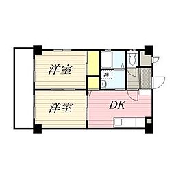 西一ビル 2DKの間取図画像