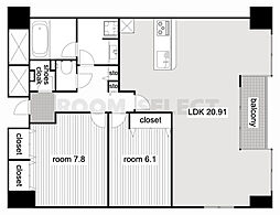 グランアベニュー栄 2LDKの間取図画像