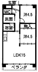 高針中央マンション 2LDKの間取図画像