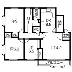 八雲マンションG棟 3LDKの間取図画像