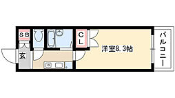 アゼリアヒルズ 1Kの間取図画像
