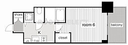 プレサンスサカエリバースタイル 1Kの間取図画像