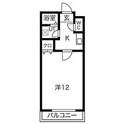 サンライズ高畑 1Kの間取図画像