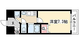 プレサンス栄メディパーク 1Kの間取図画像