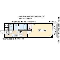 プリムローズマンション 1Kの間取図画像