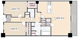ロイヤルパークス千種 2LDKの間取図画像