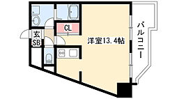 覚王山エクセル 1Kの間取図画像