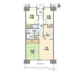 アーバンドエル八事石坂 3LDKの間取図画像