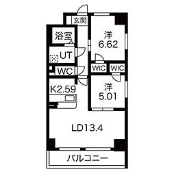 S-FORT鶴舞reale 2LDKの間取図画像