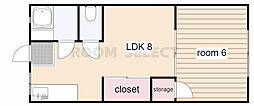 新海荘 1LDKの間取図画像