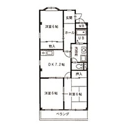 エスポワール清水2 3DKの間取図画像