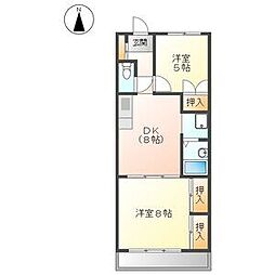 岡田マンション 2DKの間取図画像