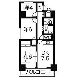 コスモハイム七番町 3DKの間取図画像