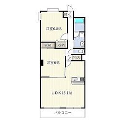 センチュリーパーク善進本町1番館 2LDKの間取図画像