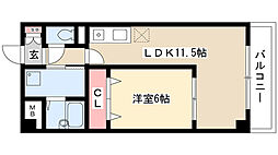 サンマール牛巻 1LDKの間取図画像