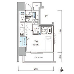 テナス瑞穂通 ワンルームの間取図画像