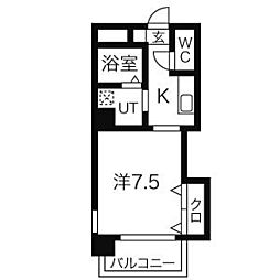 TRUSTY千代田 1Kの間取図画像