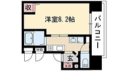 ヒルズ花の木 1Kの間取図画像