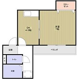 グランドハイツ社台 1DKの間取図画像