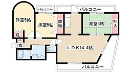 ル・ブラン本山 3DKの間取図画像