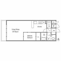 グラマシー白川公園 1LDKの間取図画像