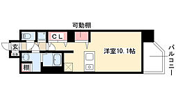 プレサンス錦エボリューション ワンルームの間取図画像