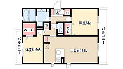 グランツ川名 2LDKの間取図画像