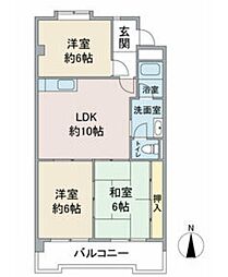 チュリス一社 3LDKの間取図画像
