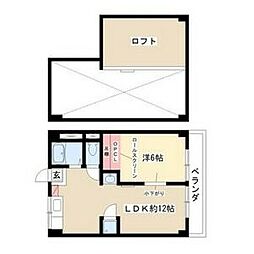 シーズンコート上小田井西1 1LDKの間取図画像